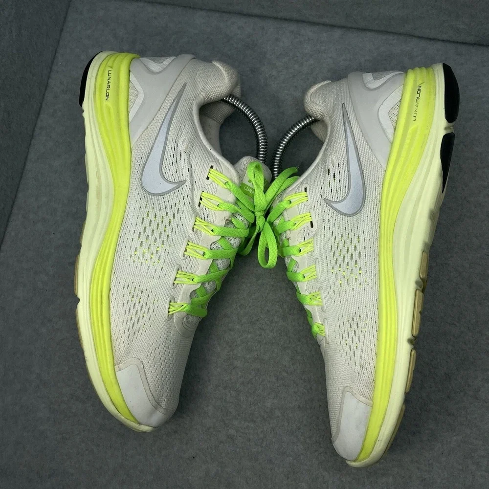 Nike Women Lunarglide 4 White Green 8.5 Running Cross Training Athletic Shoes